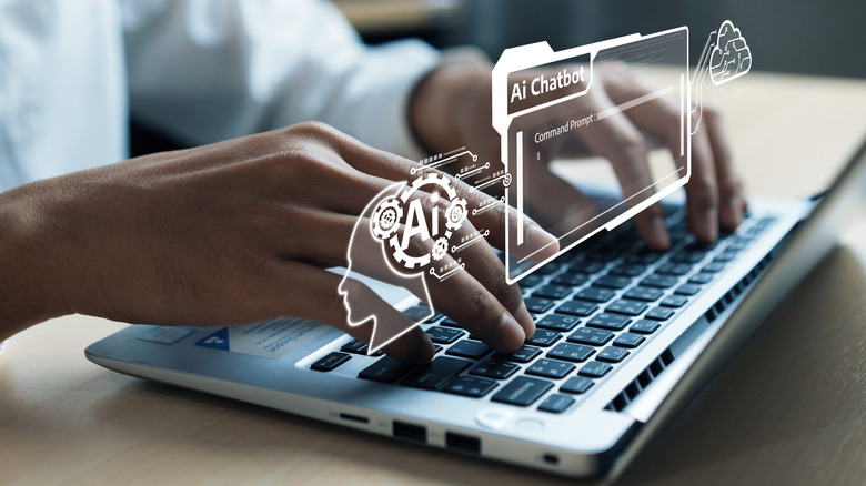 Руки, набирающие на клавиатуру, на которой графика пахает, связанная с искусственным интеллектом