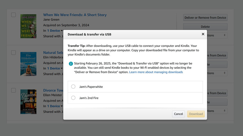Опция загрузки и передачи Kindle будет исчезнуть 26 февраля 2025 года.