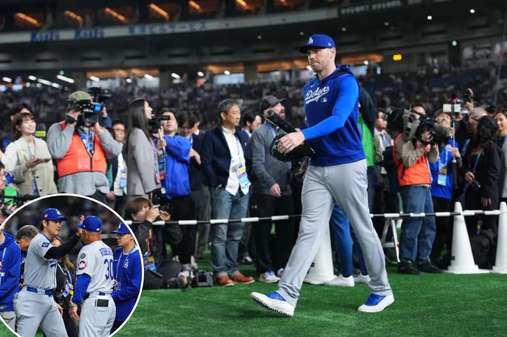 Фредди Фриман поцарапал от победы Доджерса над новичками в результате травмы.