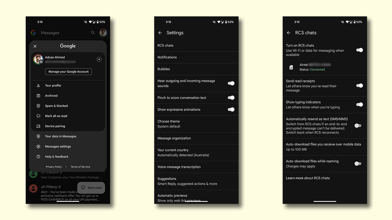Шаги по включению RCS на Android