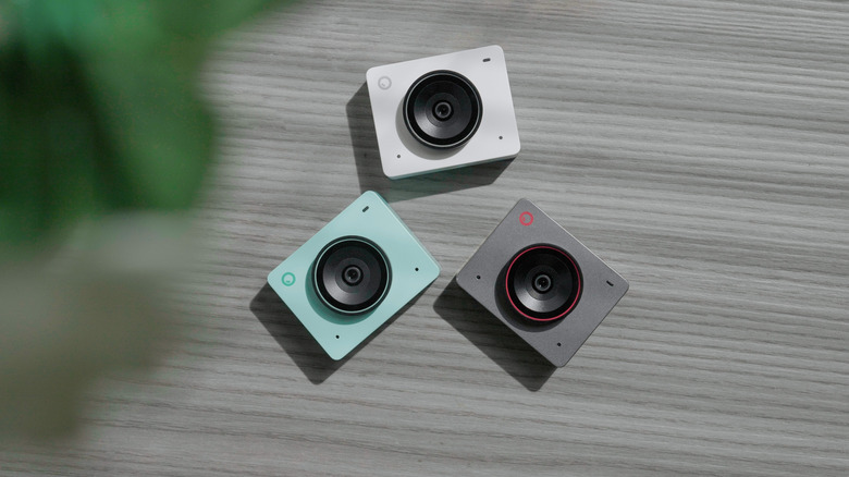 Obsbot встречается 2 веб -камеры в трех цветах - светло -голубых, белых и светло -серых.