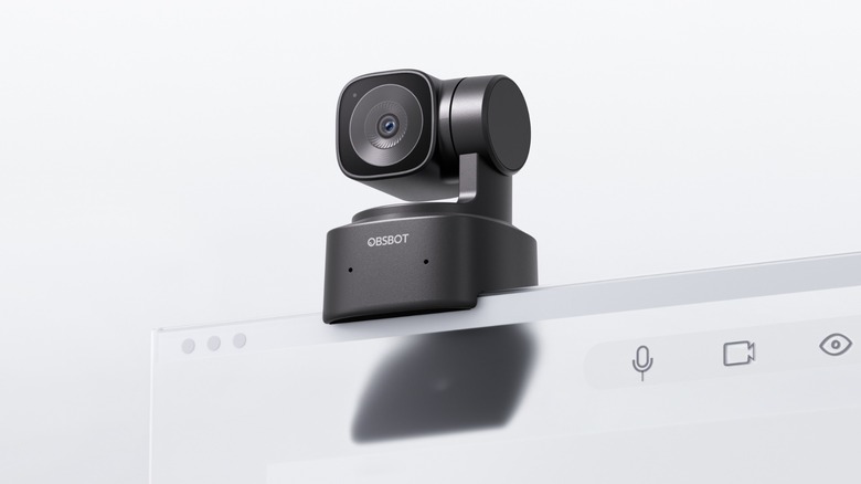 Obsbot tiny se ai webcam на вершине ноутбука