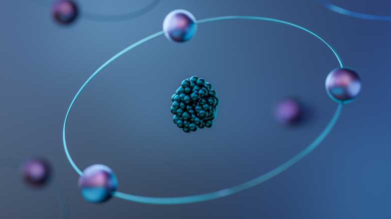 Изображение электронов, вращающихся на атом