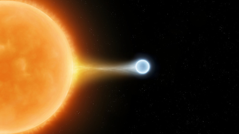 Изображение белого карликового рисования вещества из соседней звезды