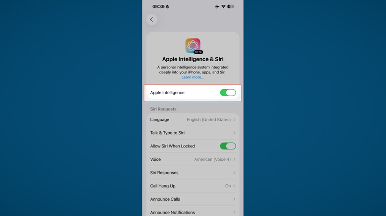 Настройки интеллекта Apple на iPhone