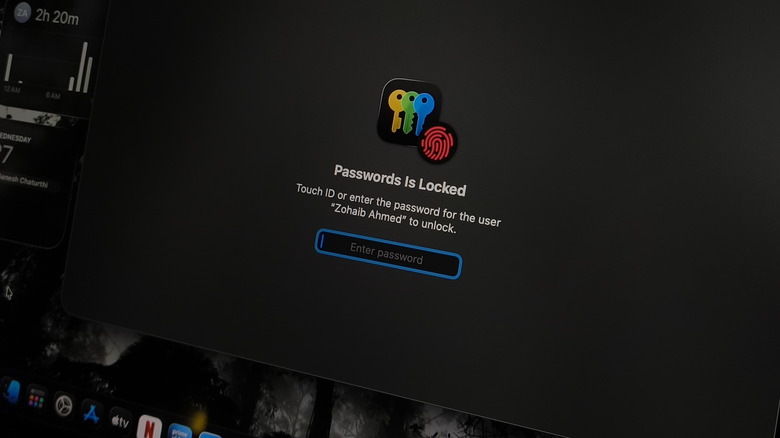 Приложение Apple Passwors запрашивает аутентификацию на MacBook Air