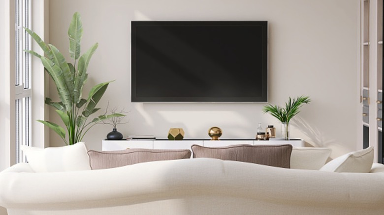 Телевизор установлен в гостиной