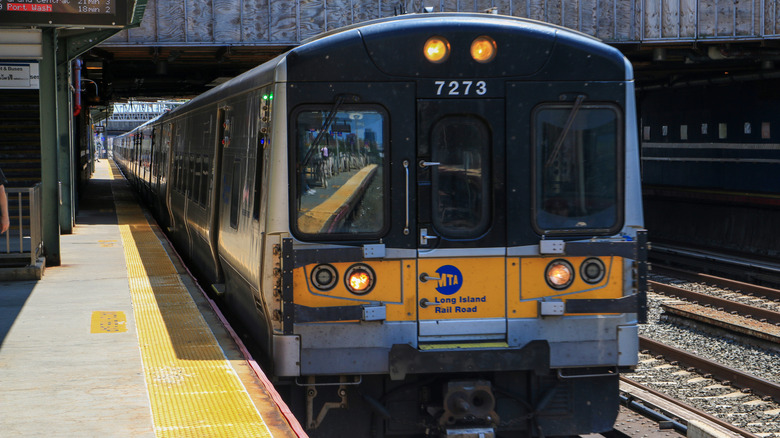Вид на поезд железной дороги Лонг-Айленда.