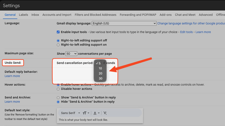 Gmail отменить настройки отправки