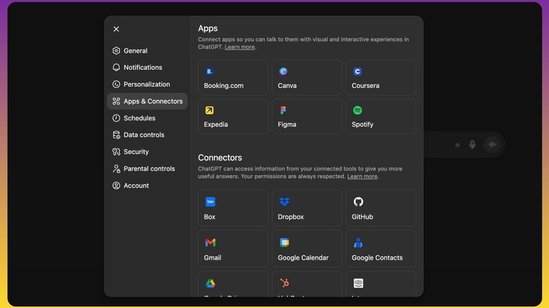 Доступны соединители для ChatGPT.