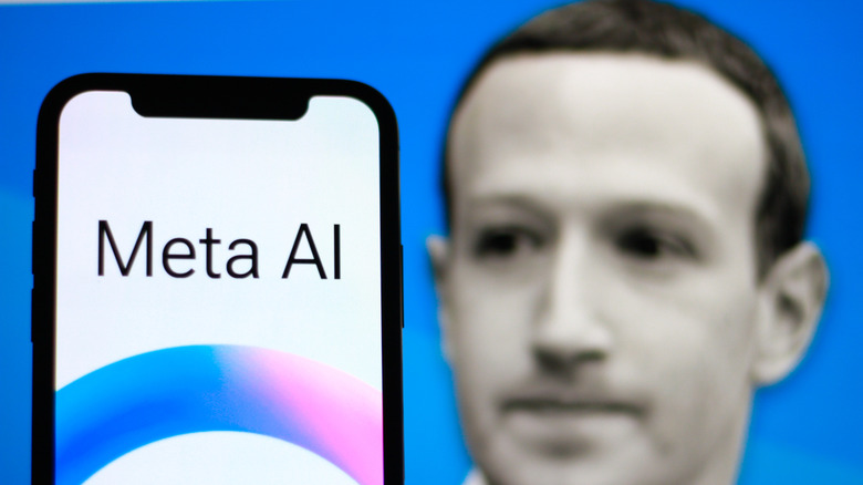 Силуэт Марка Цукерберга против Meta AI.
