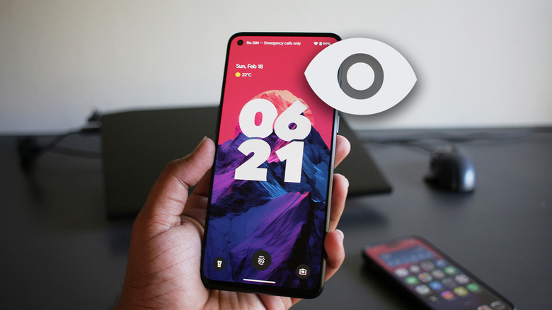 Телефон Android с иллюстрацией значка глаза