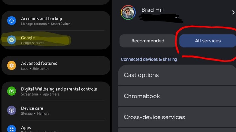 Меню Samsung на Galaxy S24