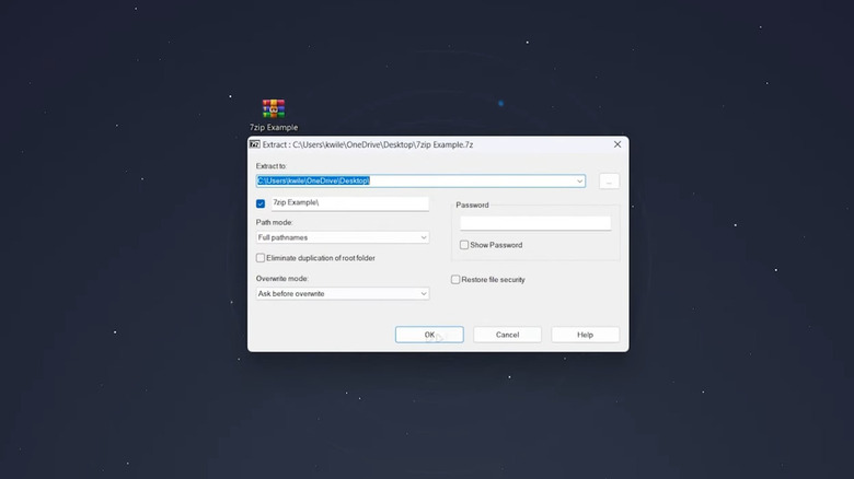 7-zip извлечение файла в Windows