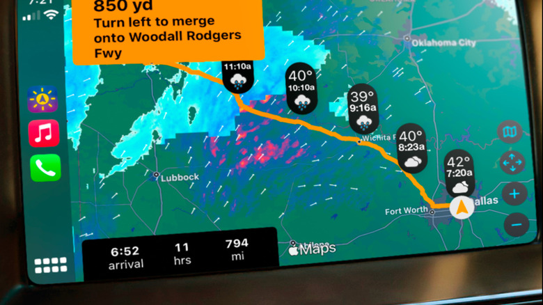 Приложение «Погода в пути» Дисплей CarPlay