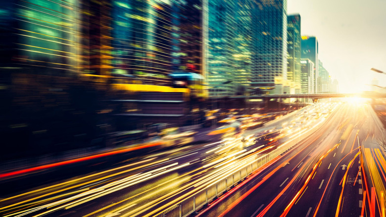 Движение ночью в Пекине, Китай