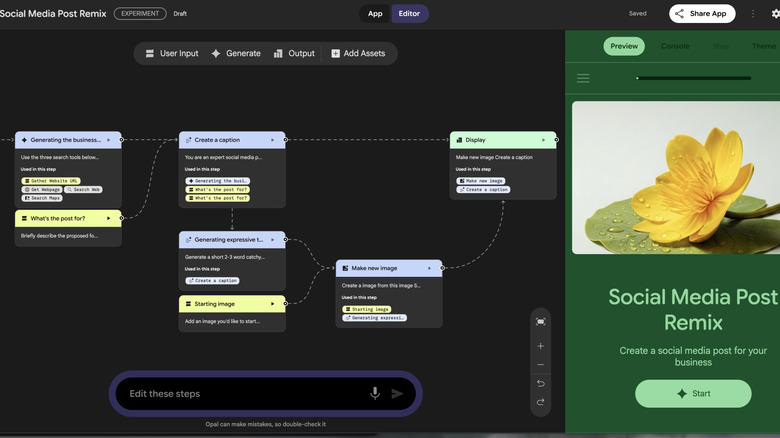 Образец визуального редактора Opal.