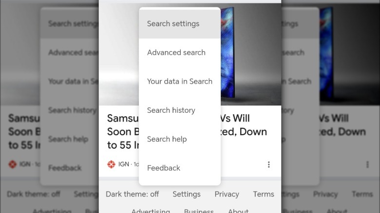 Настройки на главной странице Chrome