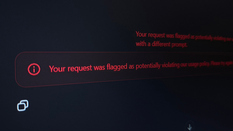 ChatGPT показывает предупреждение о недопустимом запросе