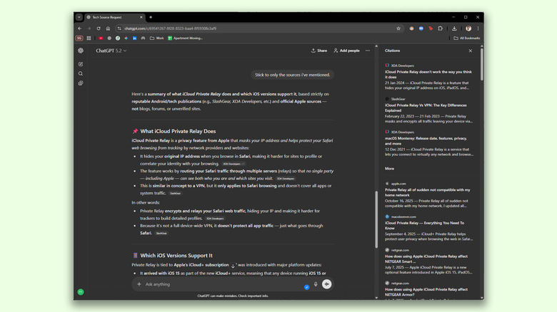 ChatGPT отвечает из надежных источников