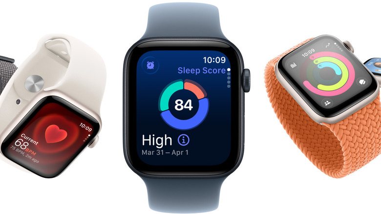 Несколько Apple Watch SE 3 на белом фоне