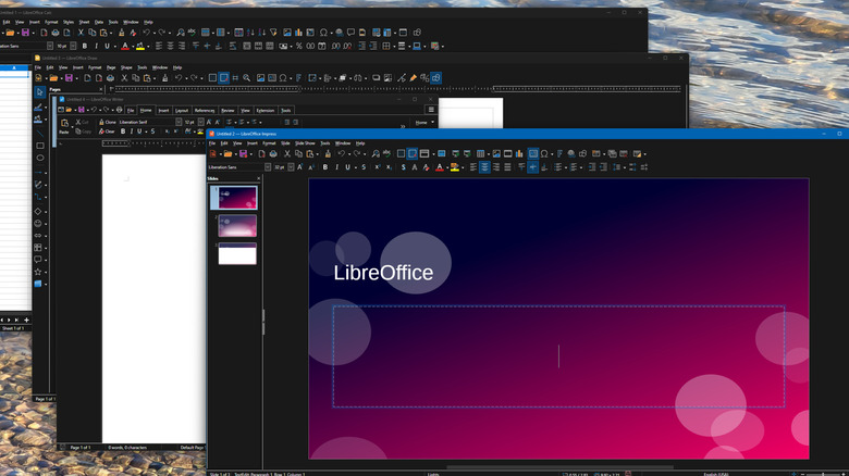 Приложения LibreOffice, работающие на рабочем столе Windows