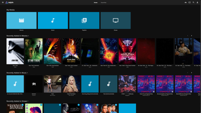 Приложение JellyFin, работающее на рабочем столе Windows внутри Chromium