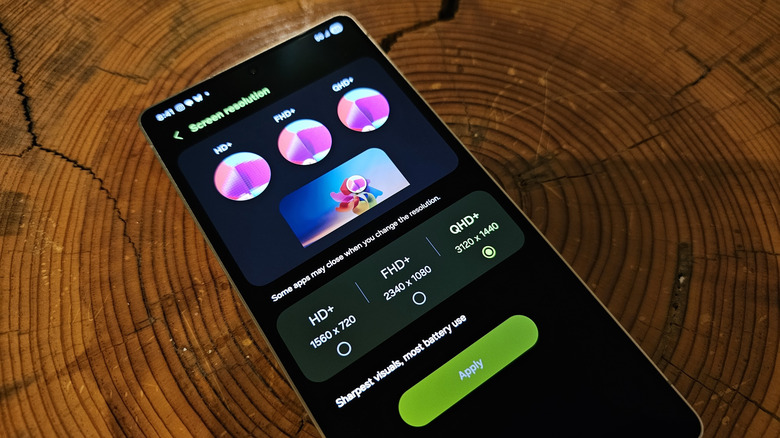 Настройки разрешения экрана на Samsung Galaxy S25 Ultra