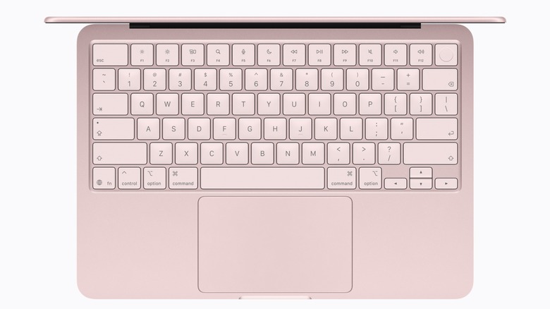 вид сверху на розовый Apple Neo