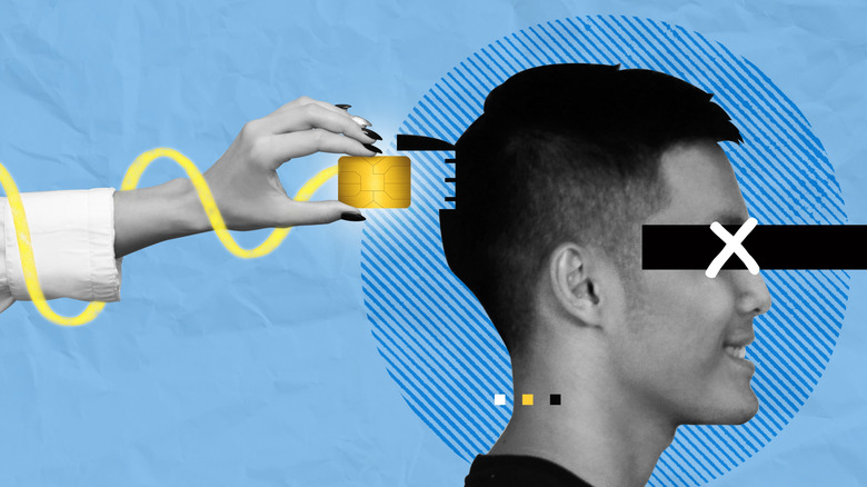 Графика микрочипа и человеческой головы