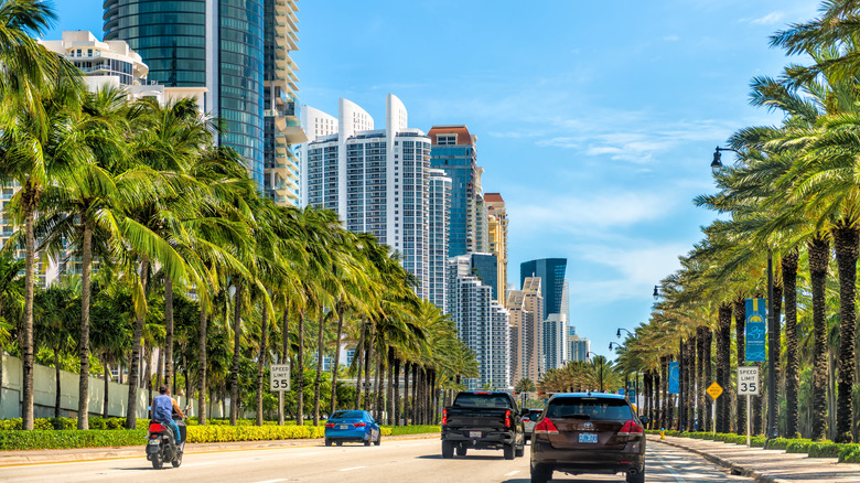 Различные транспортные средства проезжают по Флориде.