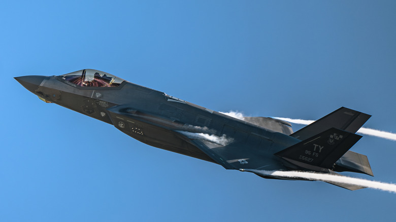 Самолет семейства F-35 Lightning II в полете.