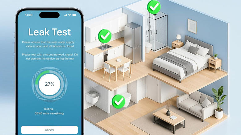 Приложение Frizzlife LP365 перед диорамой дома.
