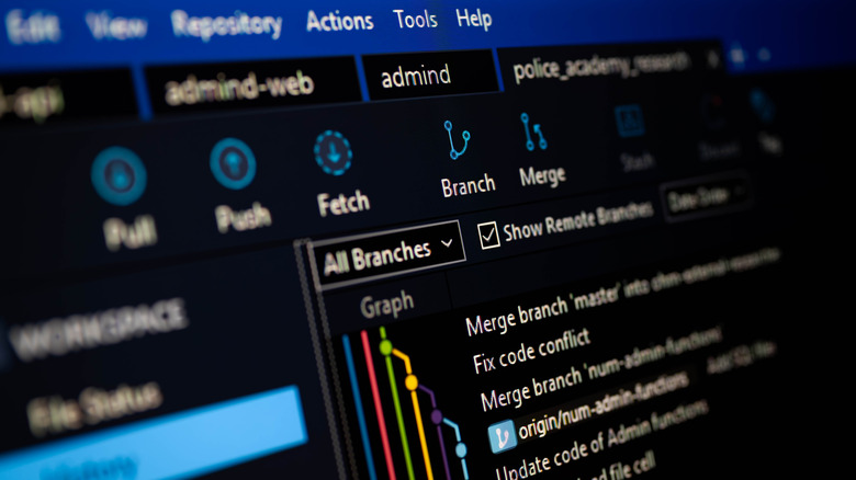 Интерфейс Git GUI на экране ноутбука