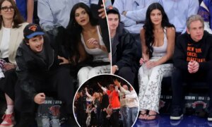 Кайли Дженнер и бойфренд Тимоти Шаламе на пятой игре «Никс-Хокс»