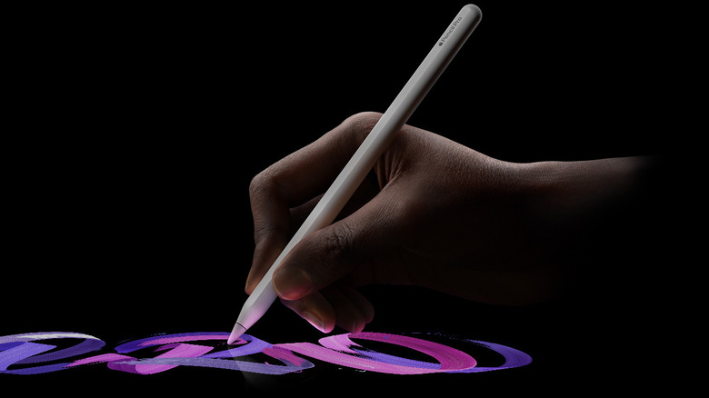 Ручной рисунок Apple Pencil на черном фоне.