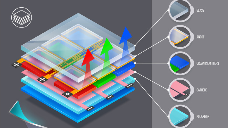 Разобранная схема панели OLED-дисплея.
