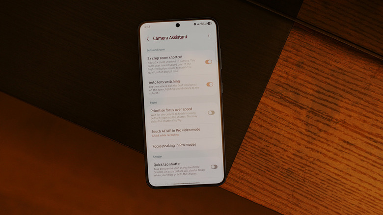 Параметры Camera Assistant на телефоне Samsung