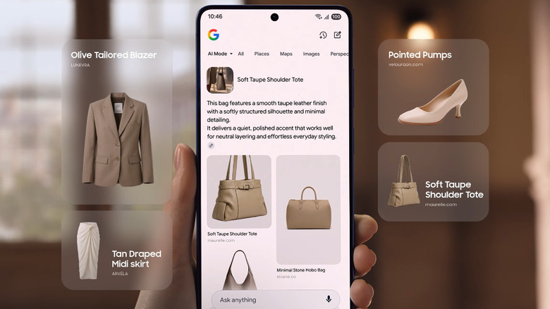 Человек, использующий Circle To Search в Android, чтобы найти одежду.