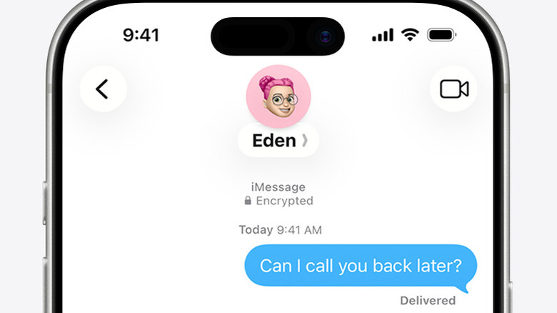 Чат iMessage, показывающий, что разговор «зашифрован»