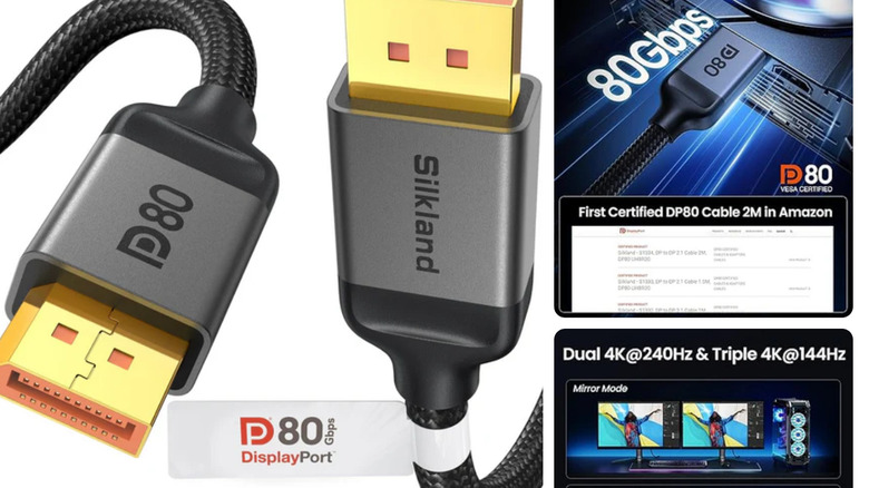 Изображение сертифицированного DP80 кабеля DisplayPort 2.1 от Silkand.