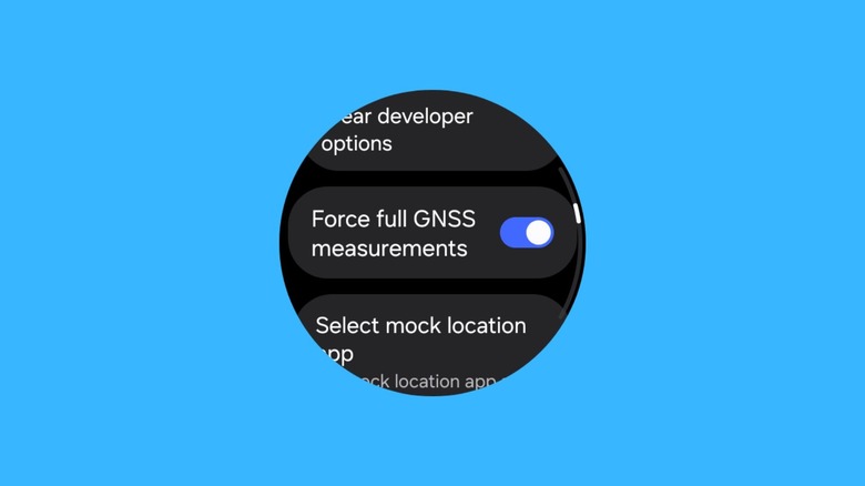 Опция «Принудительно выполнять полные измерения GNSS» в настройках разработчика Galaxy Watch