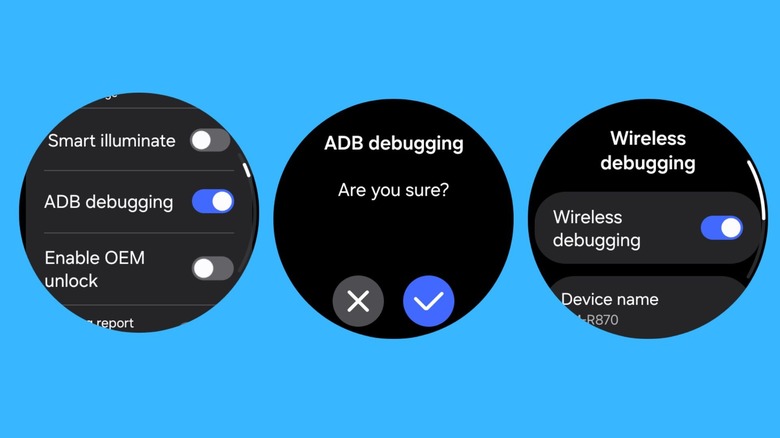 Включение параметров отладки ADB и беспроводной отладки на Galaxy Watch