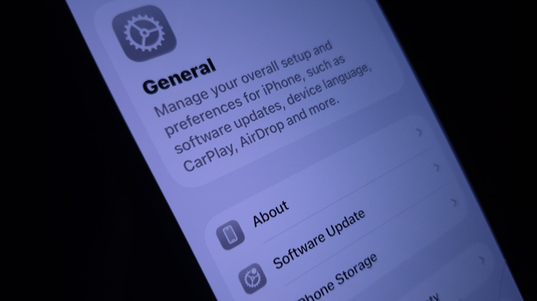 Изображение меню «Общие настройки» на iOS с вкладкой «Обновление ПО».