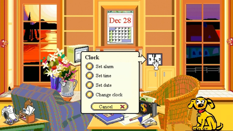 Microsoft Bob, работающий на ПК, показывает параметры часов